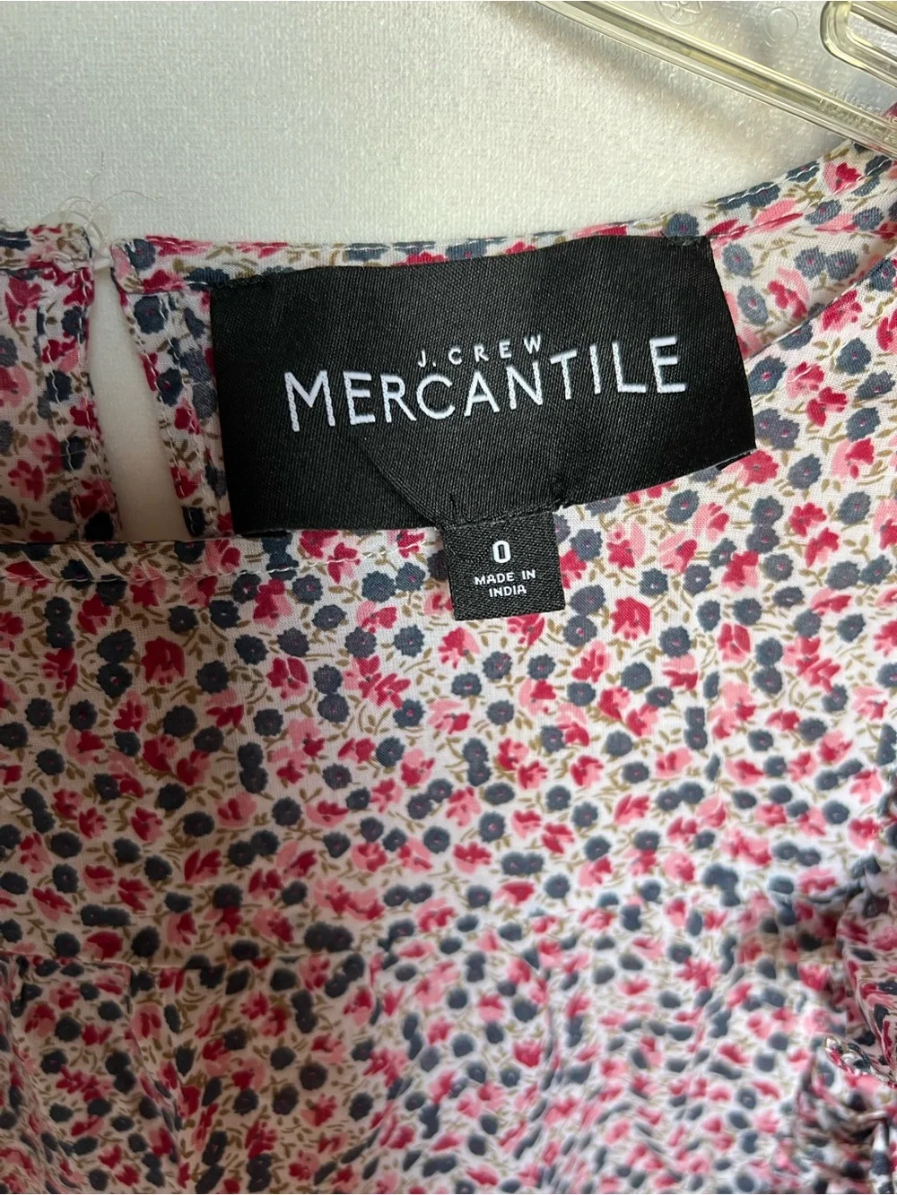 J. Crew Pink and Red Floral Ruffle Blouse